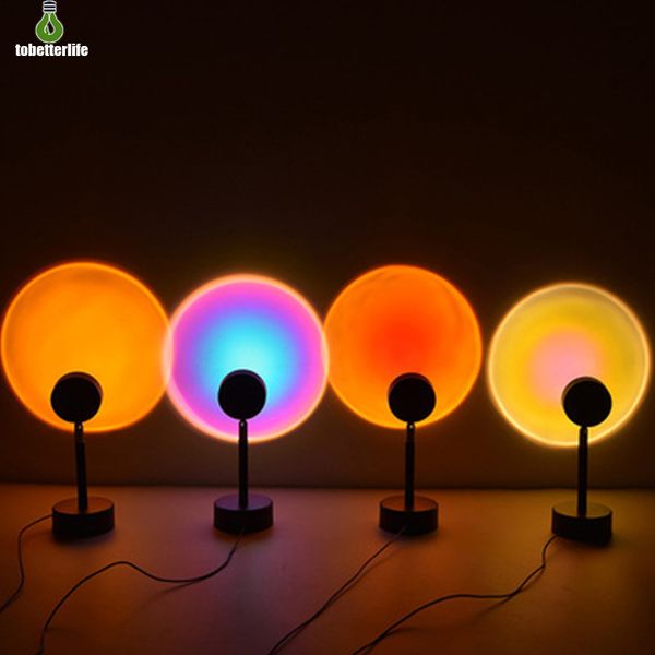 Lâmpada do projetor pôr do sol luzes noturnas rgb arco-íris atmosfera para casa quarto café fundo decoração da parede usb candeeiro de mesa