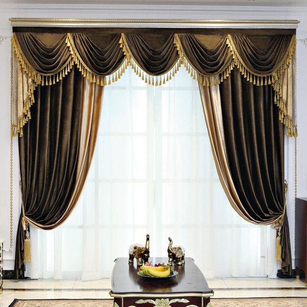 

luxury european style curtains for living room bedroom room color matching flannel curtains high-end window valance