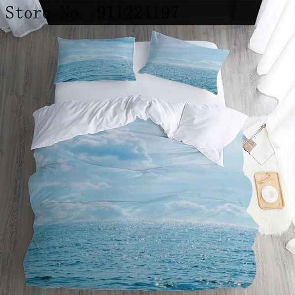 

bedding sets blue sky duvet cover comforter set luxury 3pcs beautiful quilt single double sea and clouds bed linens 140*210cm