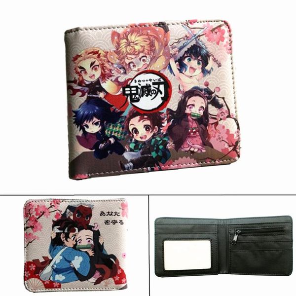 

wallets demon slayer pu wallet kimetsu no yaiba short layers bifold po card holder purse men women zip coin pocket leather, Red;black