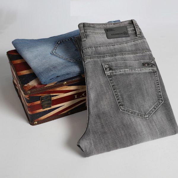 

2021 grey advanced stretch jeans business casual cato regular fit man denim male brand broek, Blue
