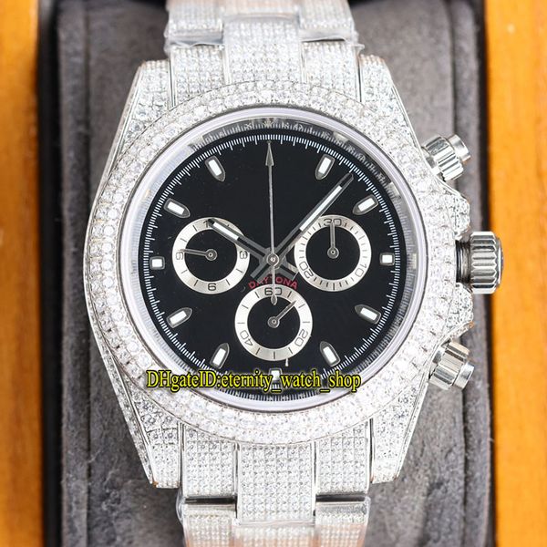 eternity watches rrf custom version 116509 116520 116508 sa7750 chronograph automatic black dial iced out mens watch 904l steel diamonds cas, Slivery;brown
