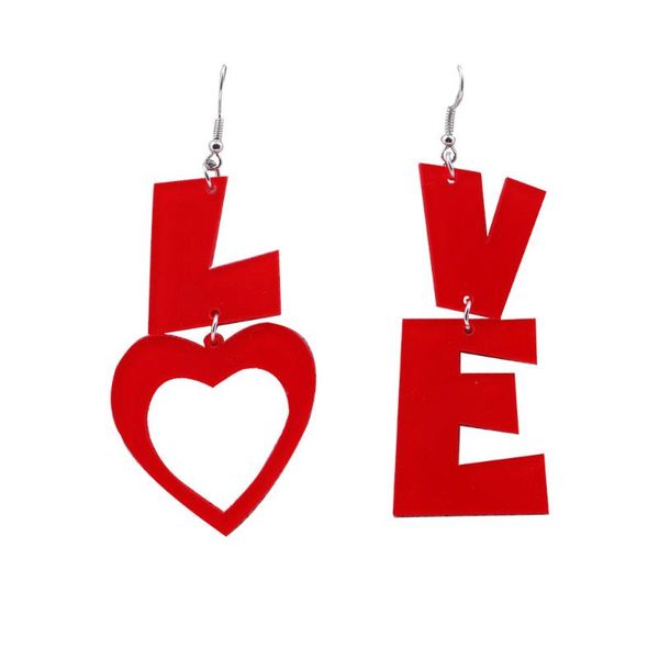

dangle & chandelier arrival acrylic letters love earrings for women girl lovely funny punk heart long drop party fashion jewelry, Silver