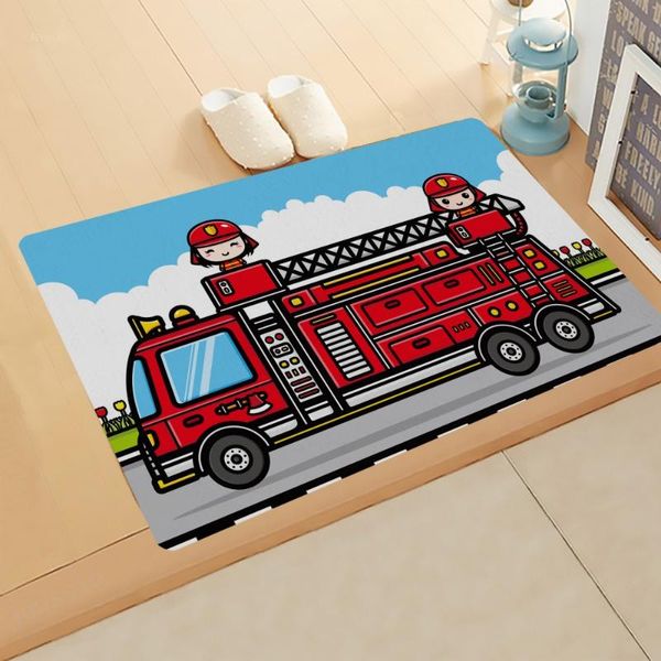 

carpets fire truck helicopter printed door mat off-road vehicle 3d print small floor super soft flannel carpet anti-slip rug
