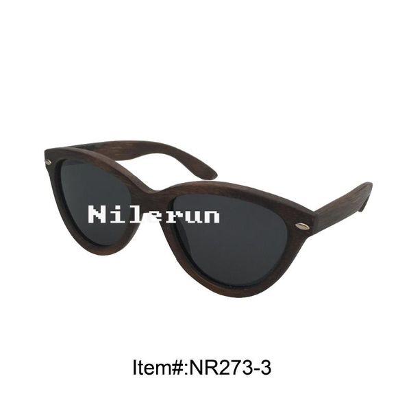 

sunglasses cat eye black polarized lens bamboo frame, White;black