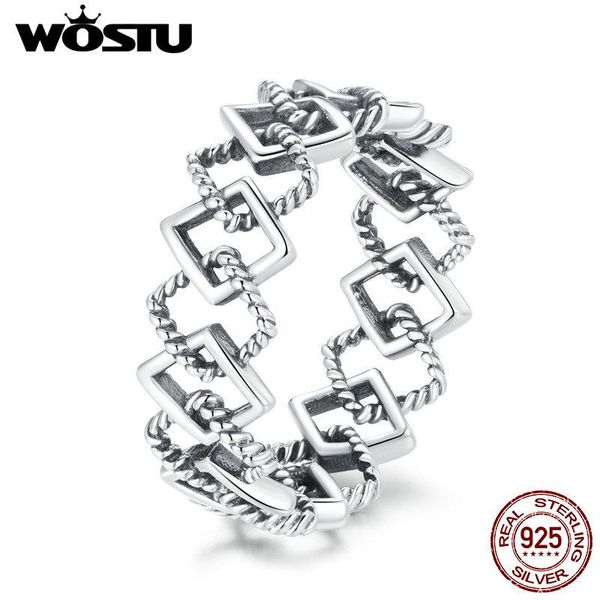

cluster rings wostu 925 sterling silver geometric original ring twist texture finger for women fashion jewelry cqr694, Golden;silver