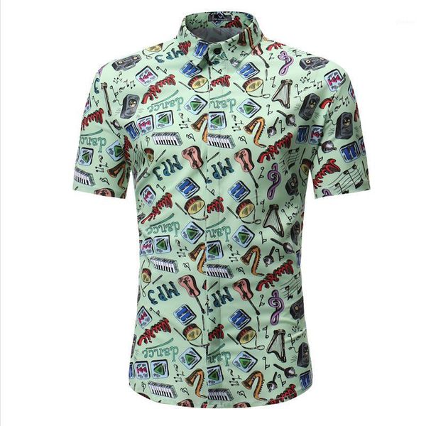 

mens hawaiian shirt male casual masculina printed beach shirts short sleeve tide new fashion brand size -3xl1, White;black