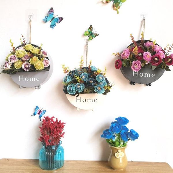 

other home decor 3 colors iron wall hanging flower basket plant bonsai pot metal handmade storage shelf for balcony garden decoration