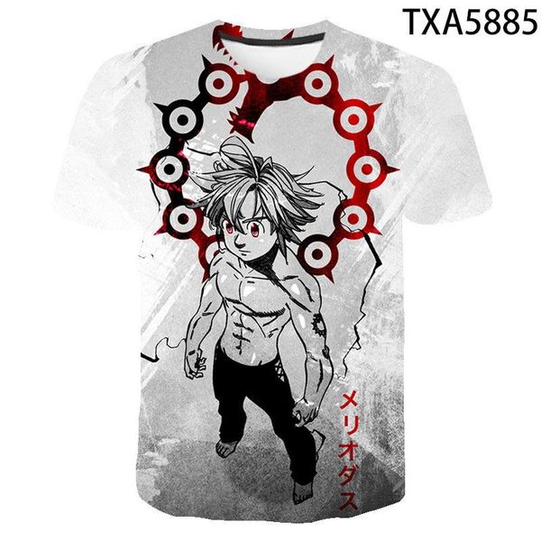 

men's t-shirts aime the seven deadly sins nana anime 3d print o-neck classic style couple clothes discount stylish trendy short sleeve, White;black