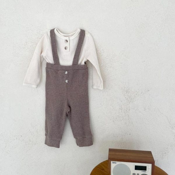 

jumpsuits 2021 autumn baby overalls fashion boys waffle jumpsuit infant girls clothes cotton trousers solid toddler kids strap pants, Blue