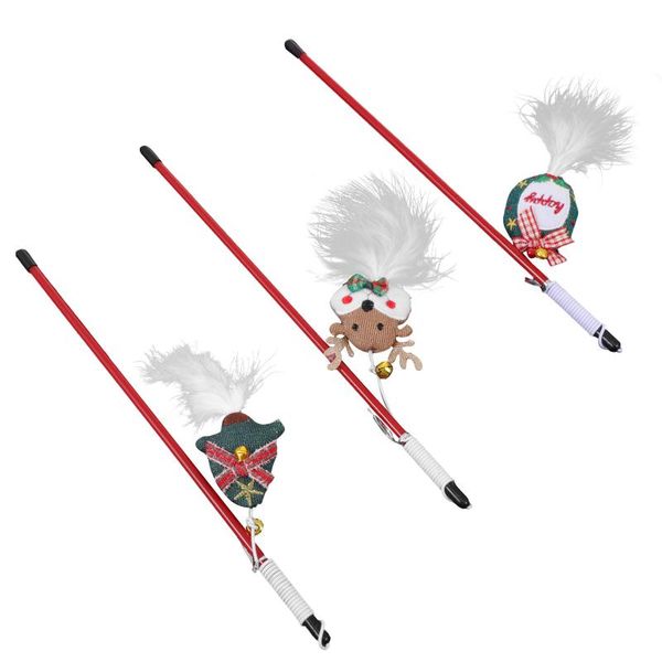 

cat toys 3pcs teaser interesting interactive wand xmas teasing sticks