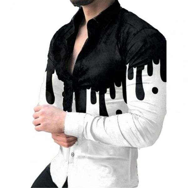 

men's casual shirts men slim shirt colorful print single-breasted turn-down collar spring autumn male clothing, White;black