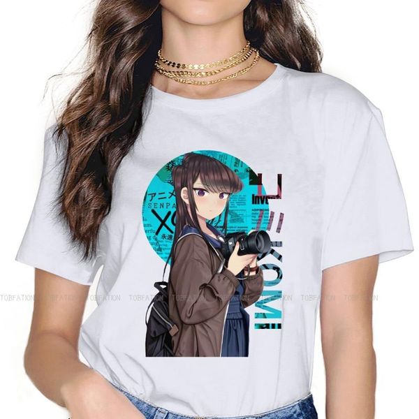 

women's t-shirt shouko tshirt komi can't communicate tadano anime o neck girls 5xl lady t shirt humor cute gift, White