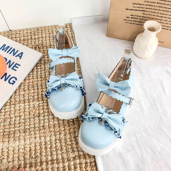 

platform cute japanese student anime cosplay lolita women's shoes harajuku apartment jk sweet uniform kawaii female girls d27w, Black