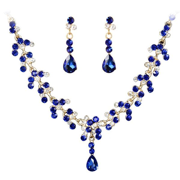 

earrings & necklace arrival bridal jewelry sets clear crystal water drop set for women wedding bridesmaid accessory, Silver