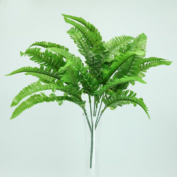 

7 fork/bouquet silk fake green plant simulation persian artificial grass with leaf setting wall decoration flower accessories