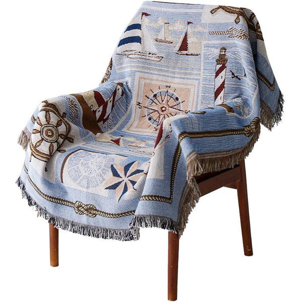 

gy4017 european lighthouse geometry blanket sofa decorative slipcover stitching blanket rug