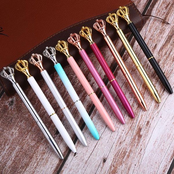 

ballpoint pens novelty plating queen crown pen stationery school office supply accessory roller ball gold writing item rose red blue, Blue;orange
