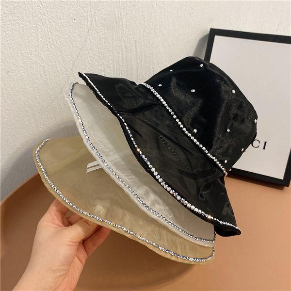 

women's summer mesh breathable fisherman's hat and splicing water drill bucket outdoor beach hat, Yellow