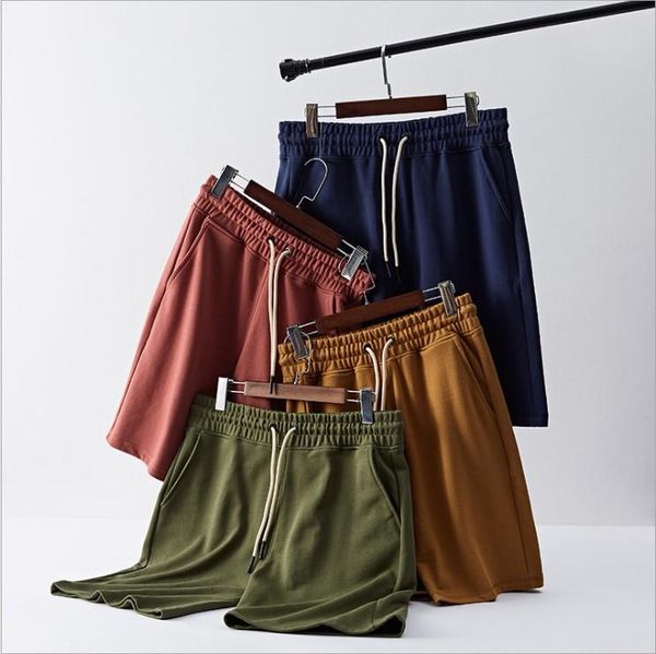 

men's shorts 18 colors custom logo 100% 360g cotton summer for men drawstring casual sports sweatpants, White;black