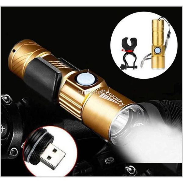 

led bike flashlight cycling front lamp usb rechargeable 3 modes zoom waterproof torch bicycle light lamp stand holder sbe5c k6hei