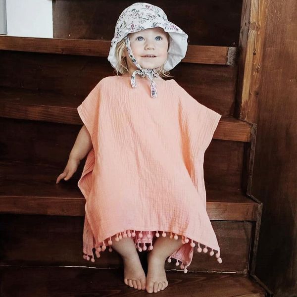 

coat 2021 toddler kids baby girl long cape dress hooded tassel cloak poncho jumper clothes cotton and linen, Blue;gray