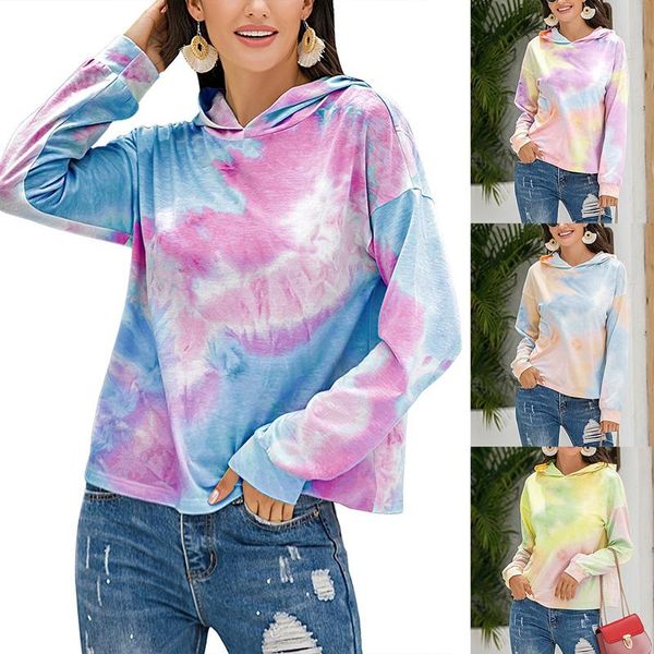 

women's hoodies & sweatshirts fall fashion tie-dye long sleeve pullover casual wild hoodie, Black