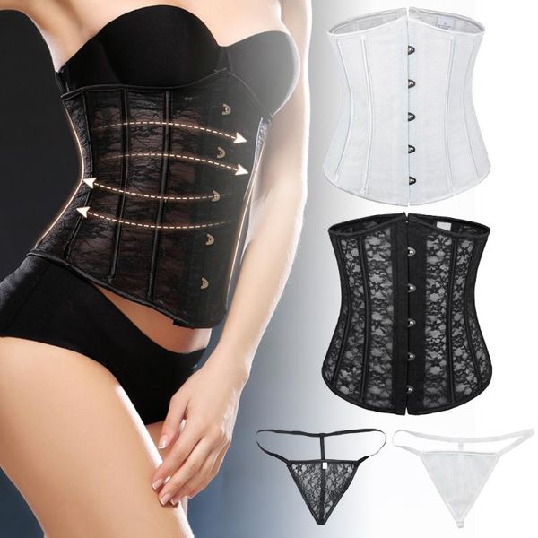 

bustiers & corsets corset lace mesh steampunk lingerie shapers boned underbust body shaper burlesque women gothic clothing, Black;white