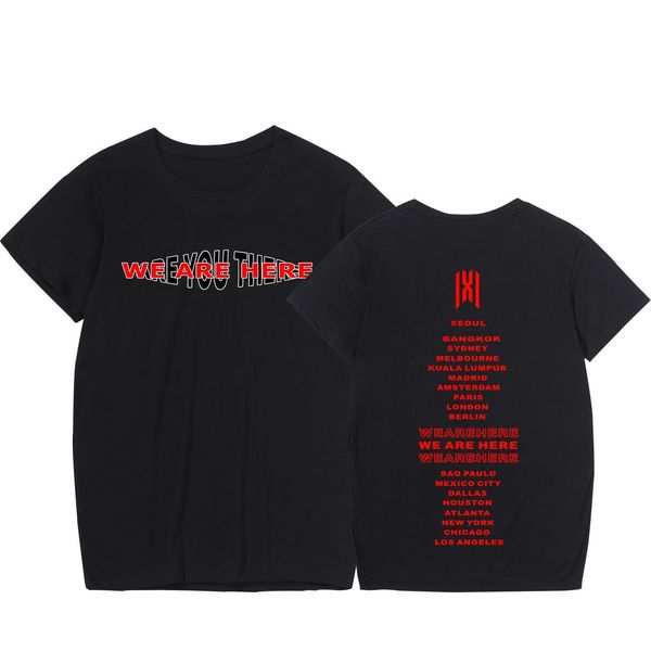 

2021 kpop monsta x we are here t shirt women world tour vocal concert tshirt tee shirt femme clothes new style 4xl, White