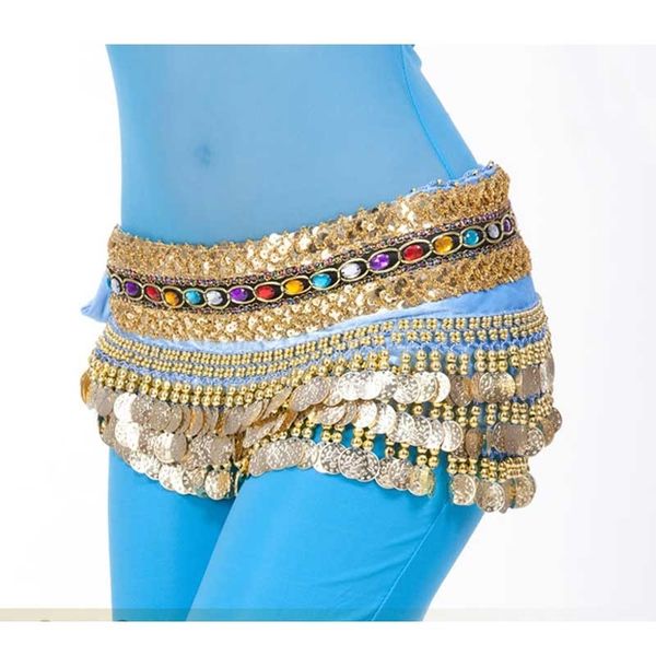 

djgrster  good quality hip wraps 3 layer golden coins with diamond dancing belt belly dance chain, Silver