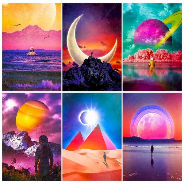 

paintings gatyztory paint by numbers abstract handpainted gift diy coloring landscape home decor canvas painting wall wrt