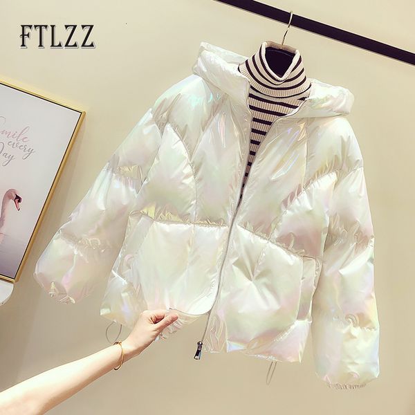 

2021 new autumn winter er jacket women loose long sleeve hooded short parkas woman korean warm outwear female streetwear clothing lu0l, Black