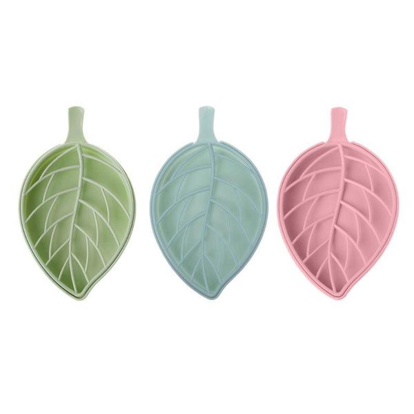 

soap dishes leaf shape double layer non-slip box toilet shower tray draining rack r9jf