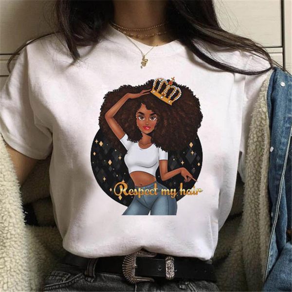 

new summer women tshirt women clothing beautiful black girl print tee female graphic t-shirt fashion streetwear, White