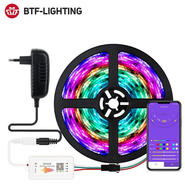 

sync to music bluetooth app full set rgb ic led strip light ws2811 5m 150 leds dream color built in mic waterproof ios android