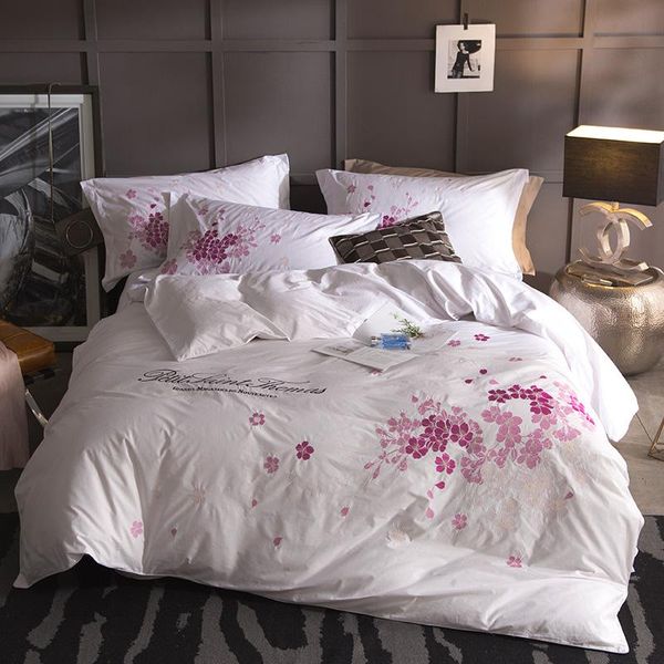 

bedding sets luxury egypt cotton jacquard embroidery duvet flat flowers bed bedspread sheet cover coverlets quilt line