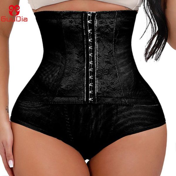 

women's shapers guudia high waist trainer body shaper panties shapewear corsets tummy control slimming weight loss girdle slim seamless, Black;white