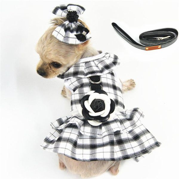 

dog collars & leashes elegant flower princess tutu dress skirt lover clothes small pet cat harness vest leash collar lead