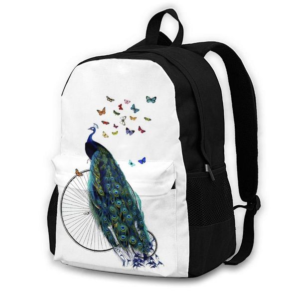 

backpack peacock backpacks pattern cool polyester university teen bags