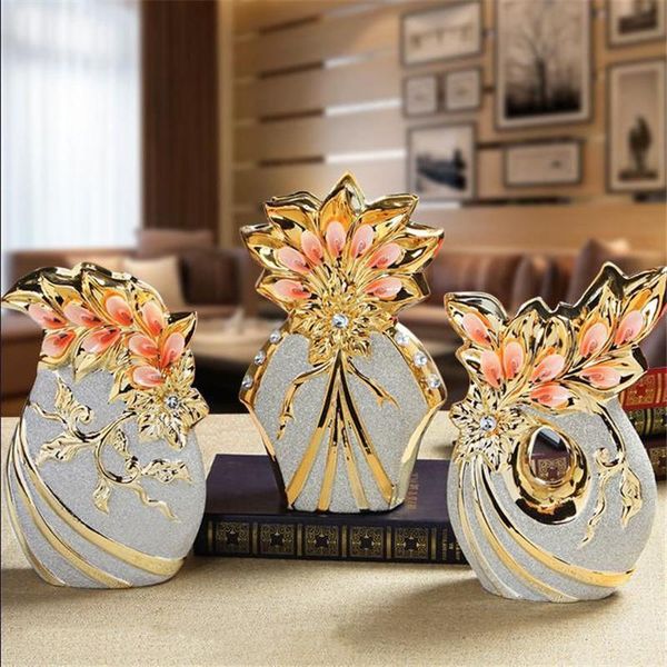 

vases jingdezhen frosted gold plating ceramic floral flower vase home furnishing european ornaments crafts tv cabinet decorative r1942