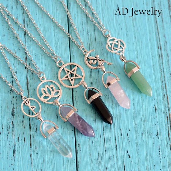 

antique silver plated alloy charm natural agate pendant necklace for sale