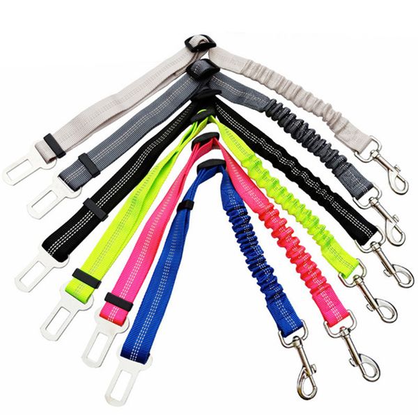 Regolabile Pet Dog Cat Cintura di sicurezza Collari per cinghie di sicurezza Veicolo Tether Car Harness 7 colori