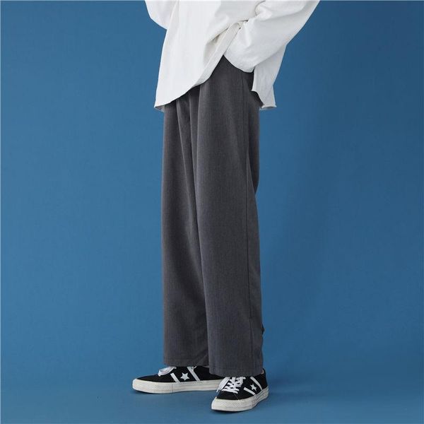 

spring-autumn-suit-pants-mens-korean-fashion-loose-casual-pants-men's-streetwear-drape-straight-wide-leg-pants-men-mopping-pants, Black