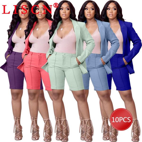 

women's tracksuits bulk items wholesale lots 2021 style two piece set long sleeve shorts fashion lounge wear office k7295, Gray