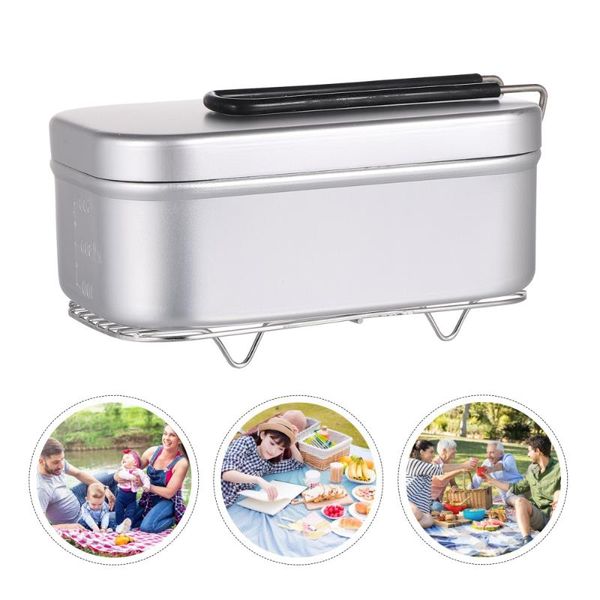

storage bags 2pcs aluminum alloy square foldable handle bento picnic container