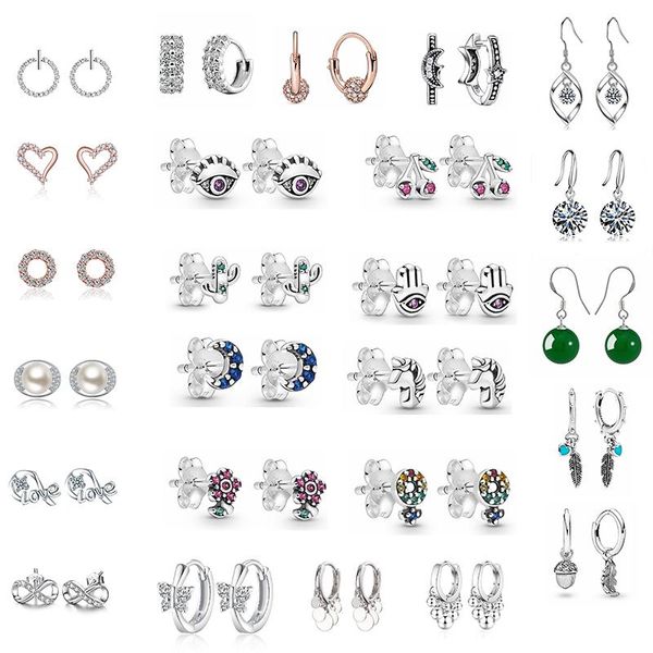 

hoop & huggie genuine 925 sterling silver zircon earrings and suitable for original ladies fashion high-end jewelry, Golden;silver