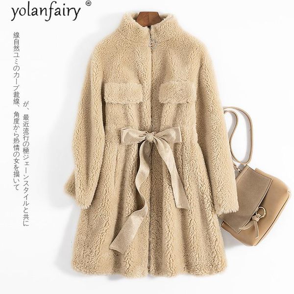 

women's fur & faux autumn winter coat women clothes 2021 korean real female 100% wool jacket sheep shearling abrigo mujer a2937, Black