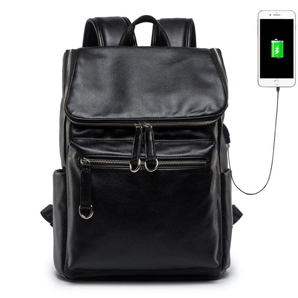 

backpack men backpacks fashion pu leather male korean student boy business lapschool computer bag
