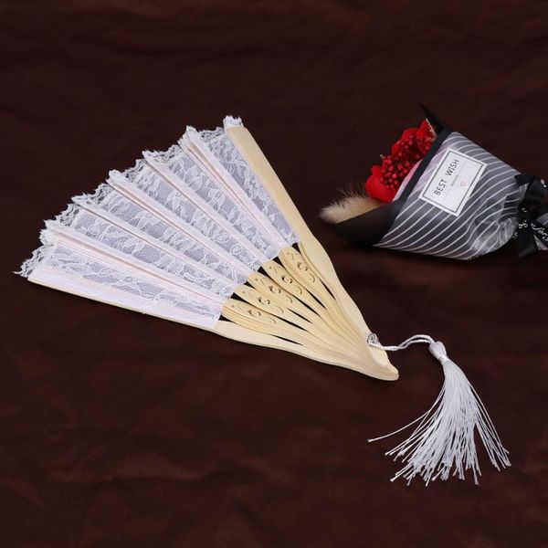

bamboo vintage fan elegant handheld chinese folding fan lace hand fans (white)