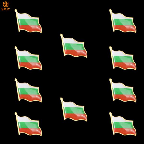 

10pcs bulgarian zinc alloy epoxy tie lapel flag brooch safety buckle pin badge suit decorations collection, Gray